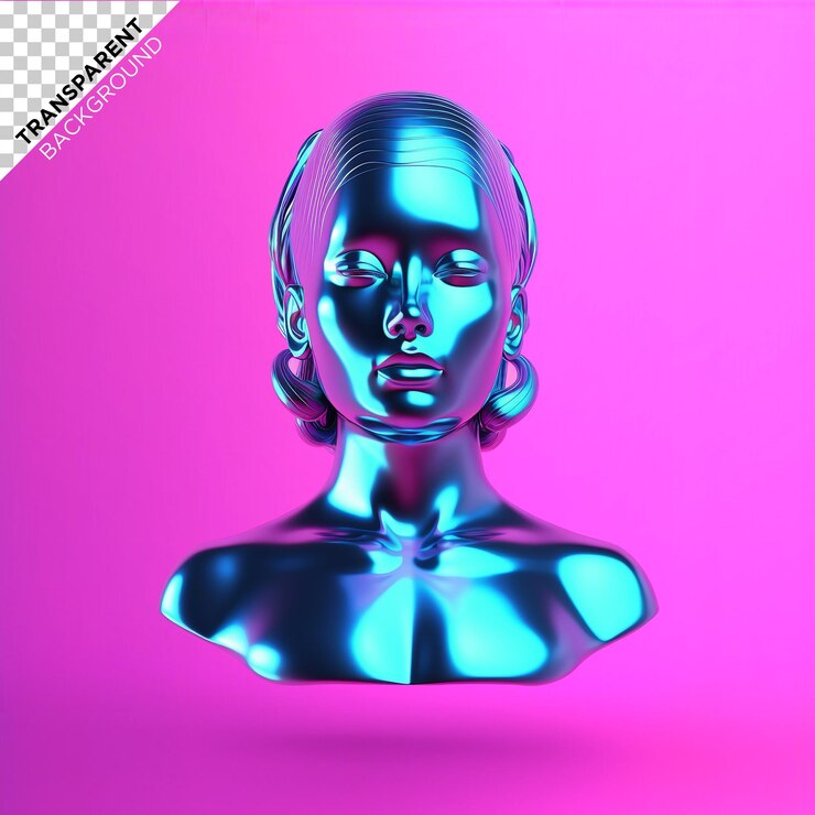 PSD 3d woman holographic ilustration