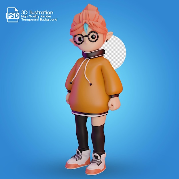 PSD personaggio dei cartoni animati delle donne 3d