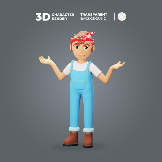 PSD 3d women character confuse