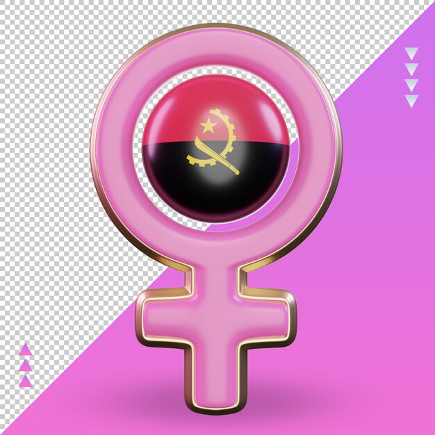 PSD 3d women day symbol angola flag rendering front view