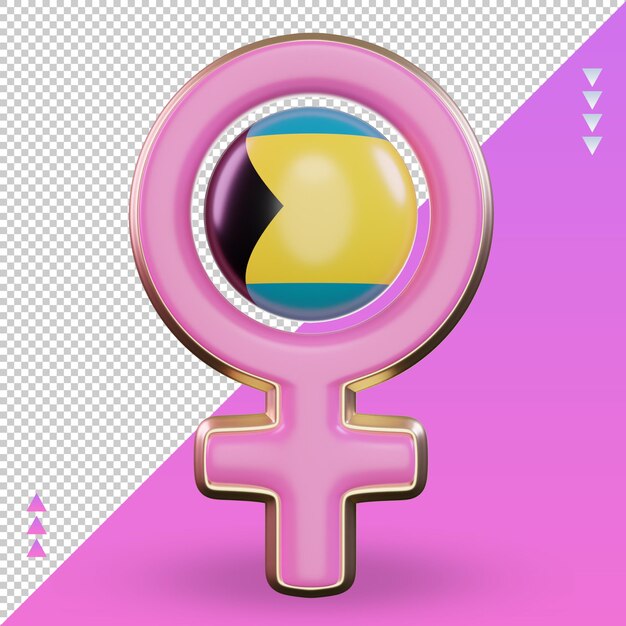 PSD 3d women day symbol bahamas flag rendering front view