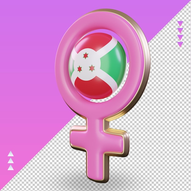 3d women day symbol Burundi flag rendering right view