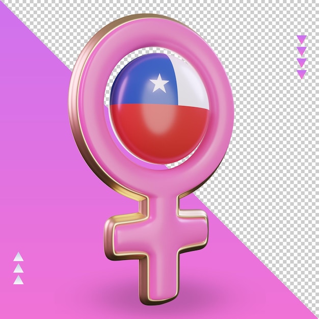 PSD 3d women day symbol chile flag rendering left view