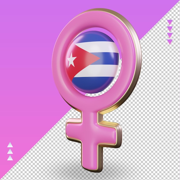 3d women day symbol cuba flag rendering right view