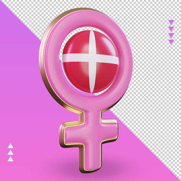 3d women day symbol denmark flag rendering left view