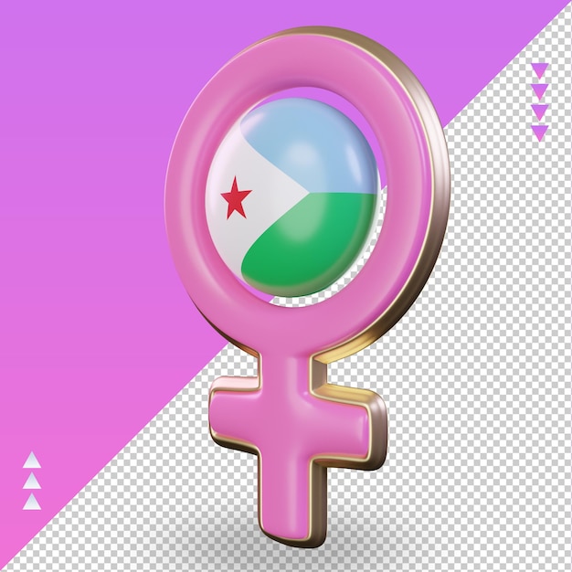 3d women day symbol djibouti flag rendering right view