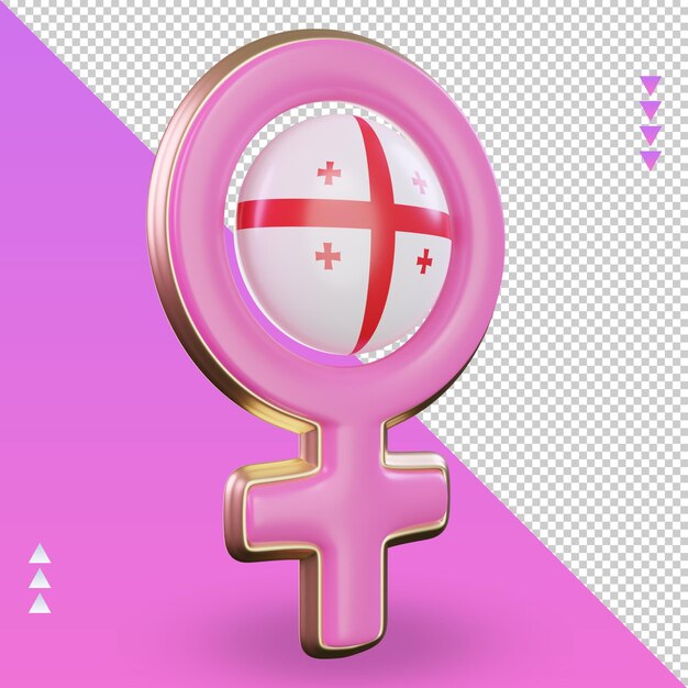 PSD 3d women day symbol georgia flag rendering left view