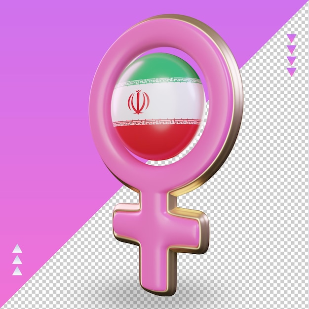 3d символ женского дня иранский флаг рендеринг правый вид