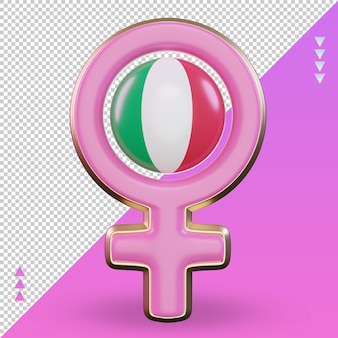 3d simbolo del giorno della donna bandiera dell'italia che rende vista frontale