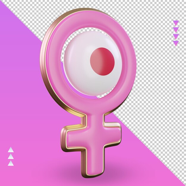 3d women day symbol japan flag rendering left view