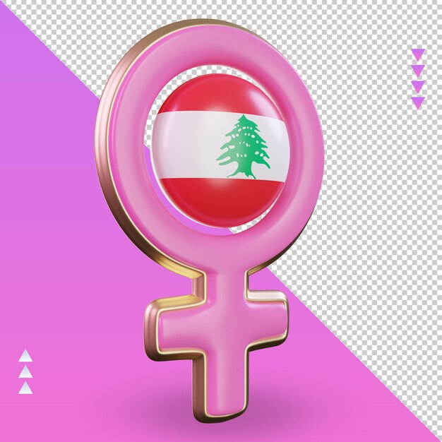 3d women day symbol lebanon flag rendering left view