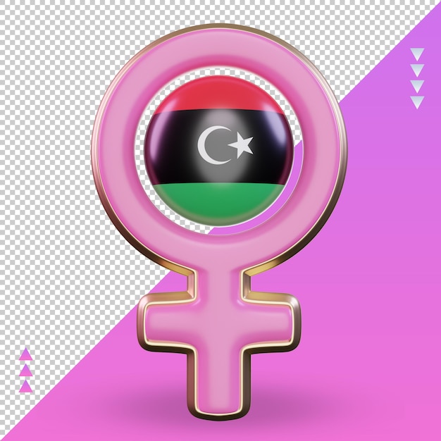 3d women day symbol libya flag rendering front view