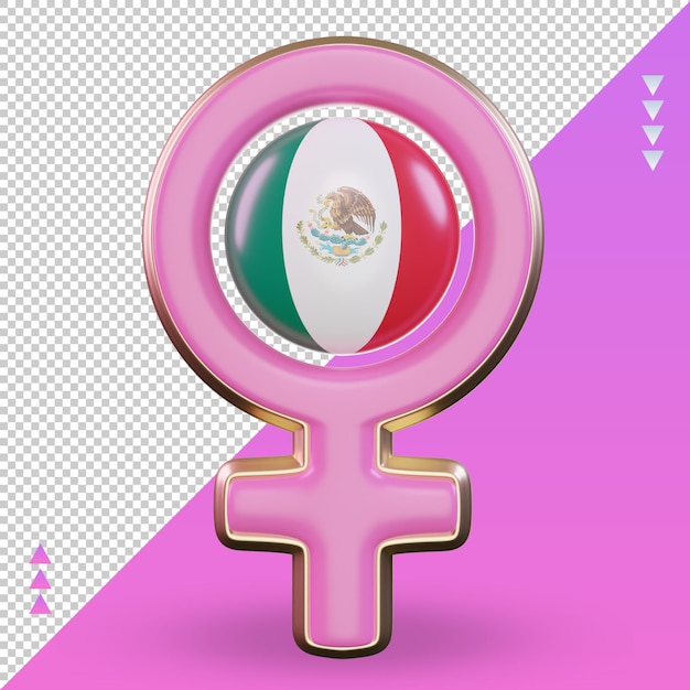 3d women day symbol mexico flag rendering front view