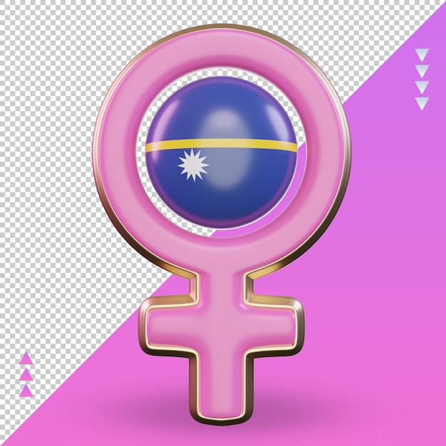 PSD 3d women day symbol nauru flag rendering front view