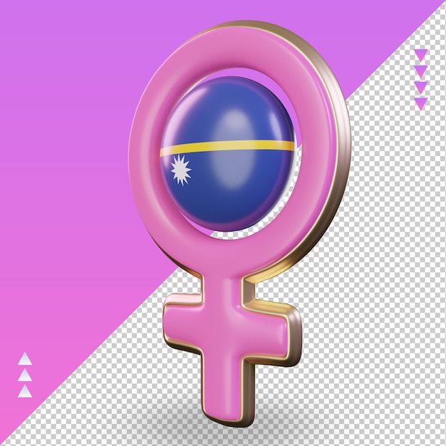 PSD 3d women day symbol nauru flag rendering right view