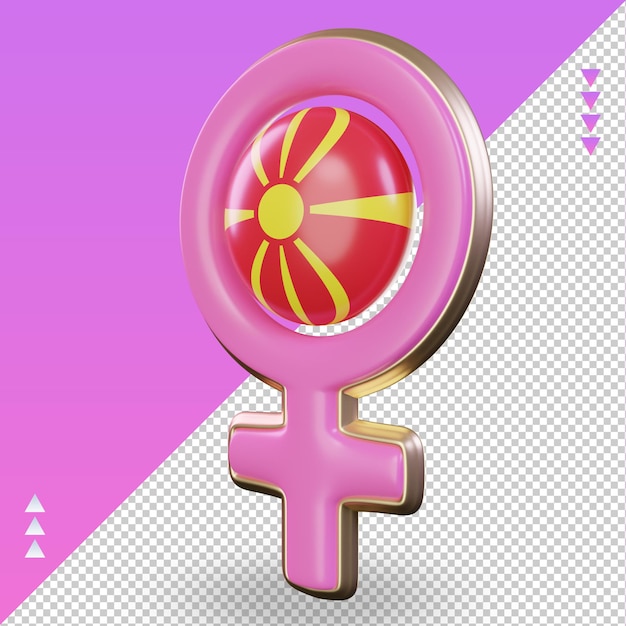 3d women day symbol north macedonia flag rendering right view