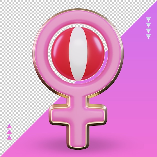 3d women day symbol peru flag rendering front view