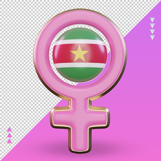 PSD 3d women day symbol suriname flag rendering front view
