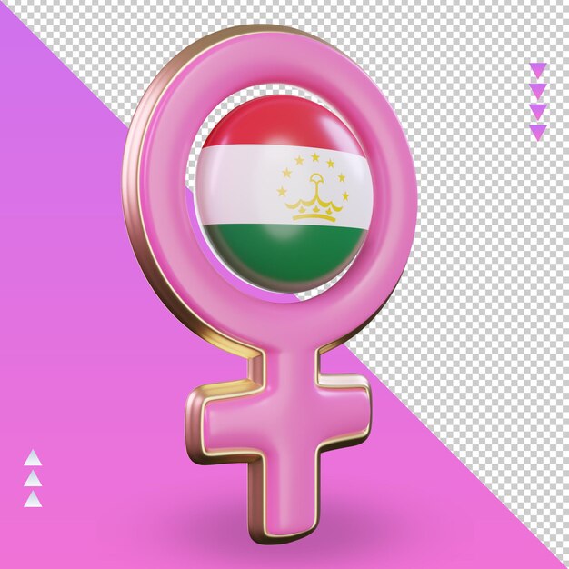 3d женский день символ таджикистана флаг рендеринга вид слева