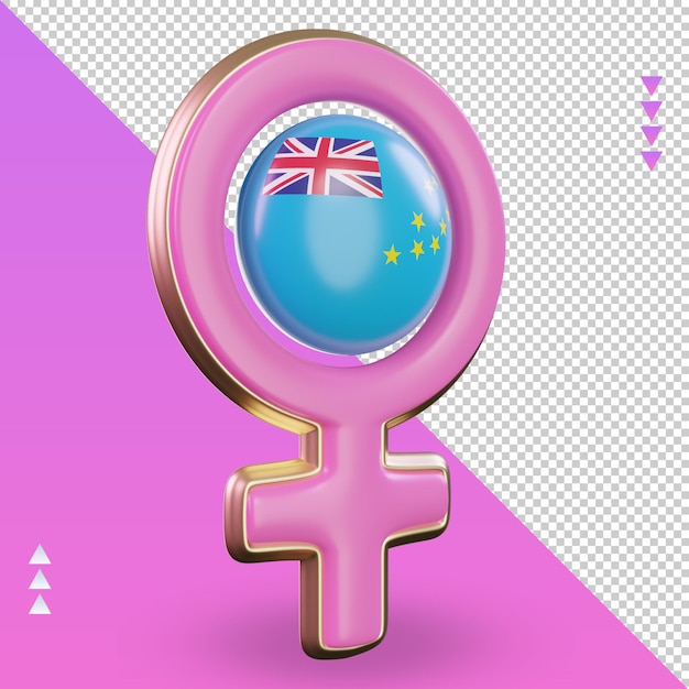 3d women day symbol tuvalu flag rendering left view