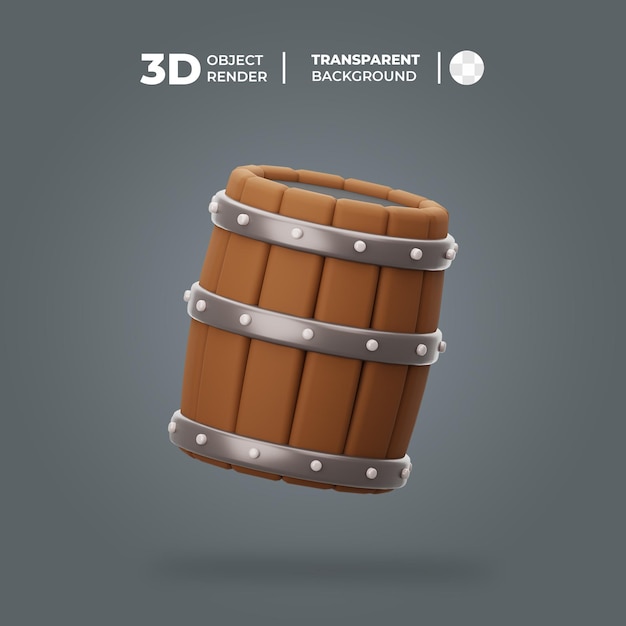 PSD icona di botte di legno 3d