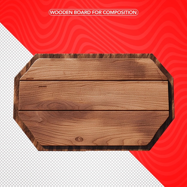 PSD 3d wood board no background png