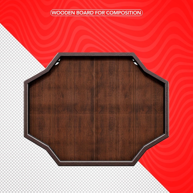 PSD 3d wood board no background png