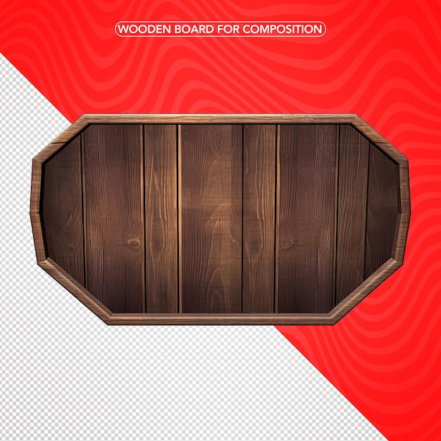 PSD 3d wood board no background png