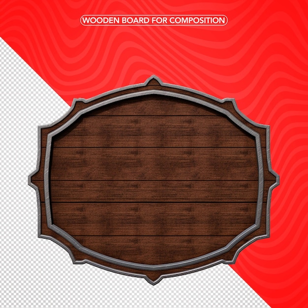 PSD 3d wood board no background png