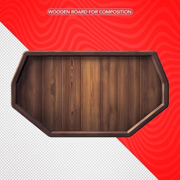 PSD 3d wood board no background png