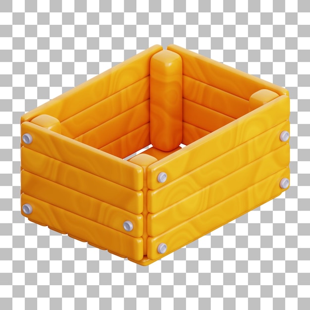 PSD 3d wood crate illustration