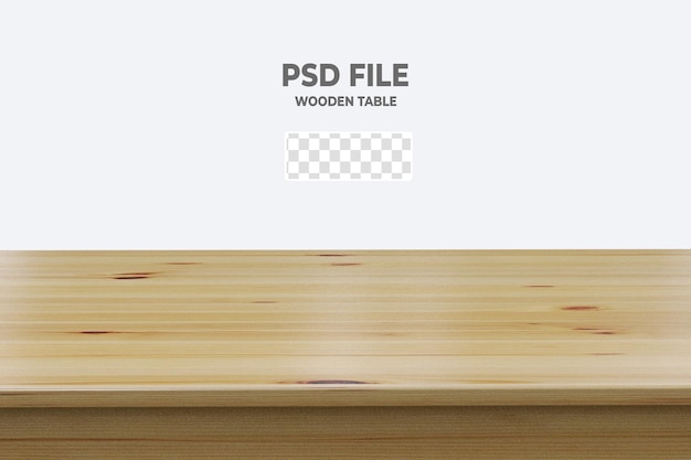 PSD 3d wood table top isolated on transparent