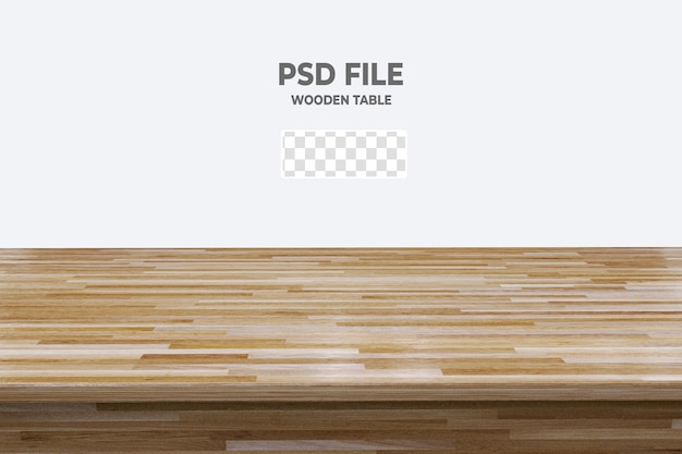 PSD 3d wood table top isolated on transparent