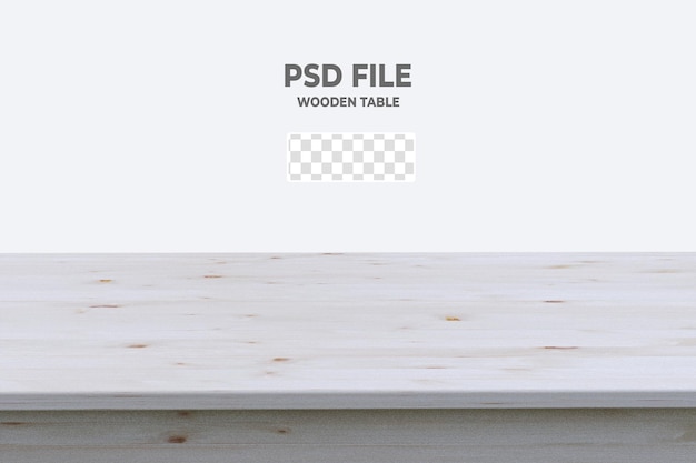 PSD 3d wood table top isolated on transparent