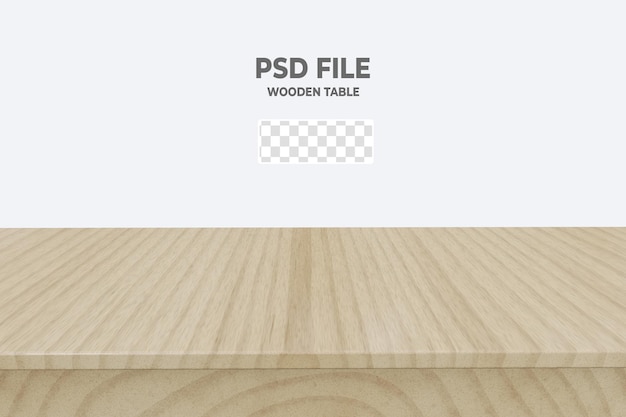 PSD 3d wood table top isolated on transparent
