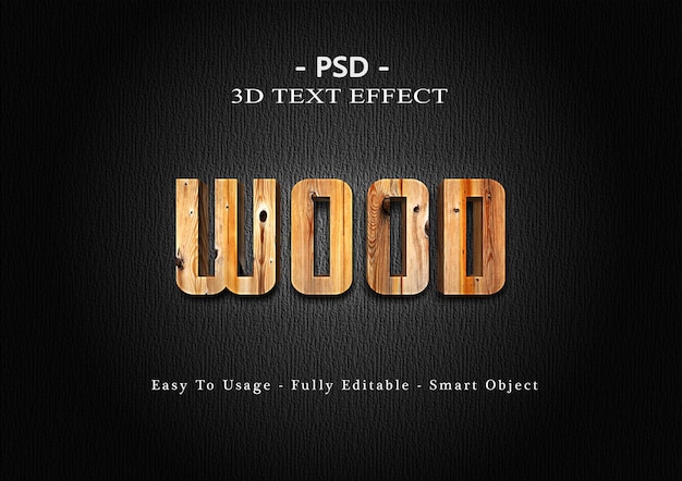 3d wood text effect