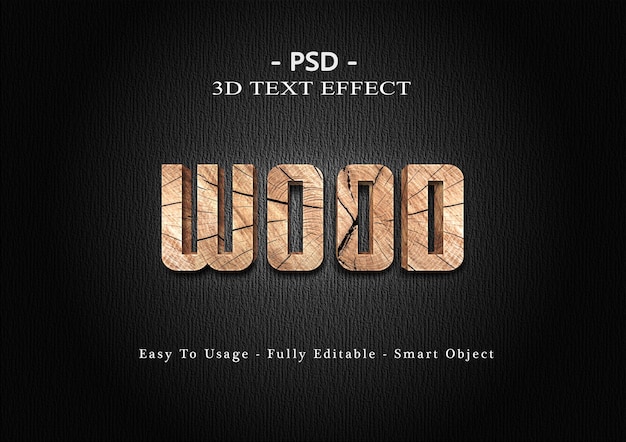 PSD 3d wood text style effect