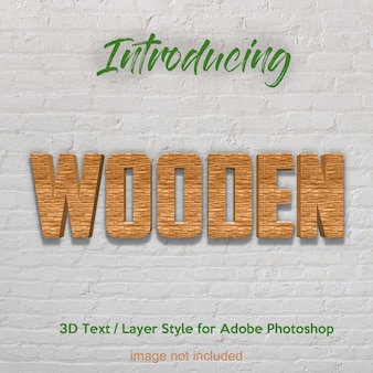 Plancia di legno di legno 3d effetti di testo di stile di livello strutturato photoshop