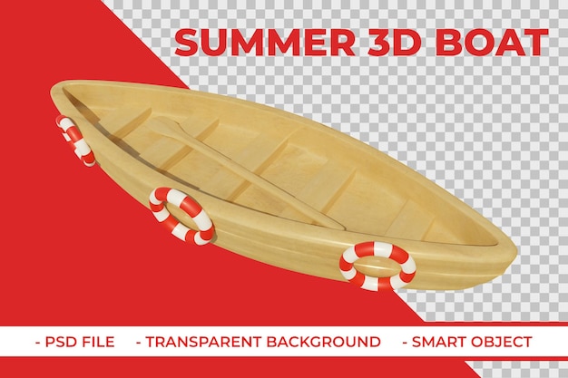 PSD elemento estivo barca in legno 3d