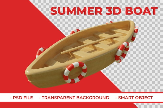 PSD elemento estivo barca in legno 3d