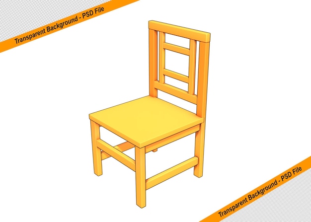 PSD 3d wooden chair icon object isolated