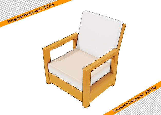 PSD 3d wooden chair icon object isolated