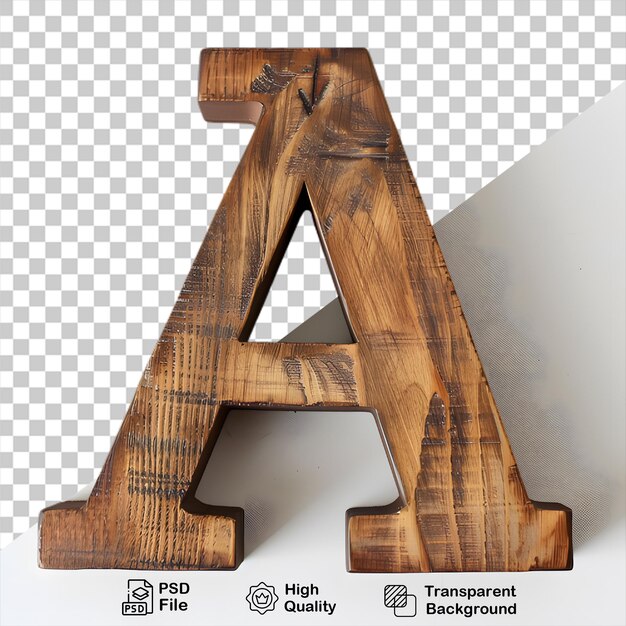 3d wooden letter a alphabet png isolated on transparent background