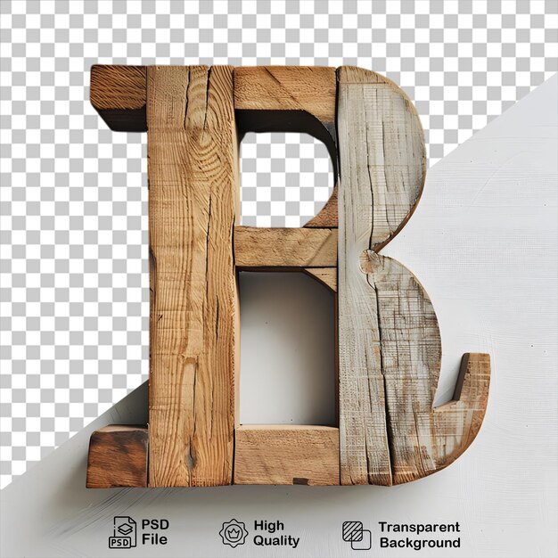 PSD 3d lettera in legno b alfabeto png isolato su sfondo trasparente