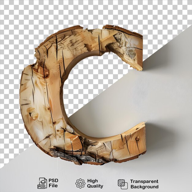 3d wooden letter c alphabet png isolated on transparent background