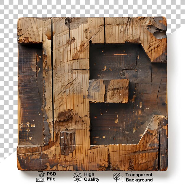 PSD 3d wooden letter e alphabet png isolated on transparent background