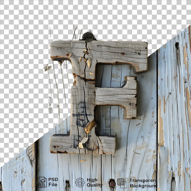 PSD 3d wooden letter f alphabet png isolated on transparent background