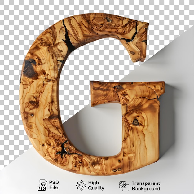 PSD 3d lettera in legno g alfabeto png isolato su sfondo trasparente