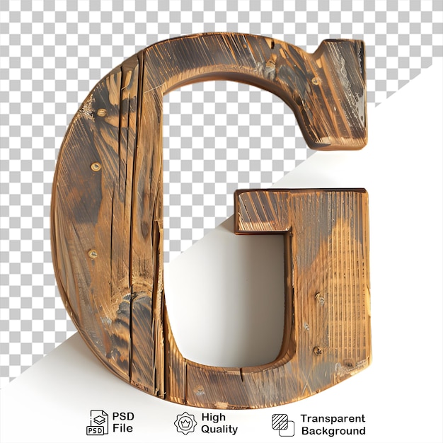 PSD 3d lettera in legno g alfabeto png isolato su sfondo trasparente