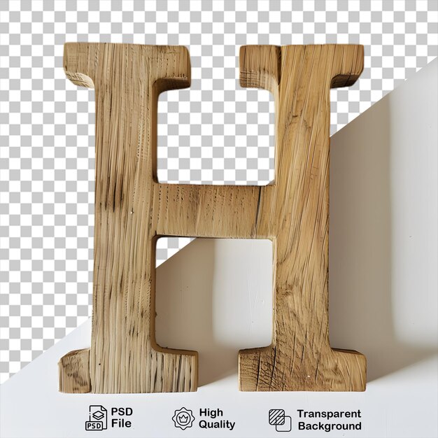 3d lettera di legno h alfabeto png isolato su sfondo trasparente